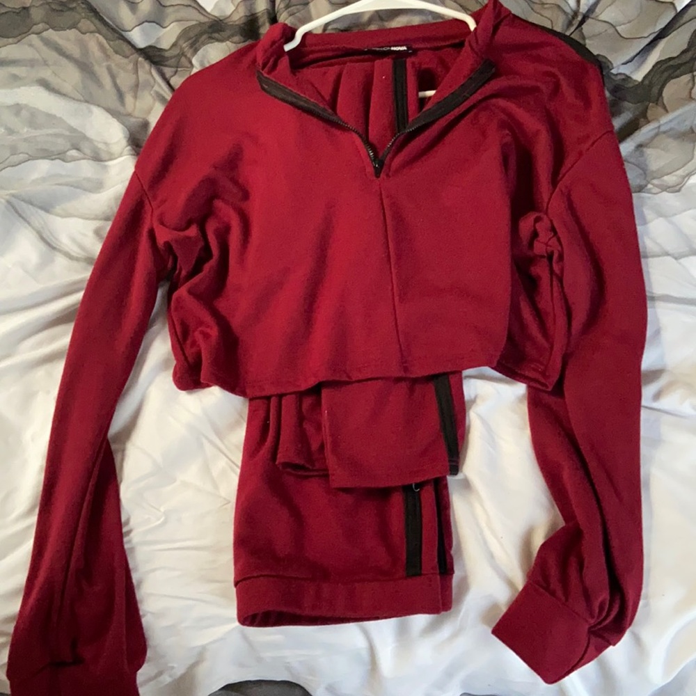 Two piece burgundy set